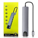 Adaptateur Type C 8 In 1 Usb C *2 - Hdmi - Usb *2 - Lecteur De Carte *2 - Rj45